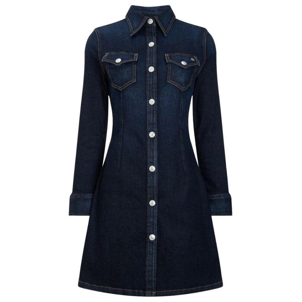 Alexa Chung for AG Flared Pixie Denim Mini Dress Blue Size Medium
